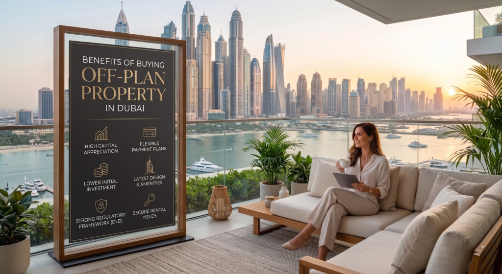 Benefits of buying off-plan property in Dubai with modern residential towers and skyline views